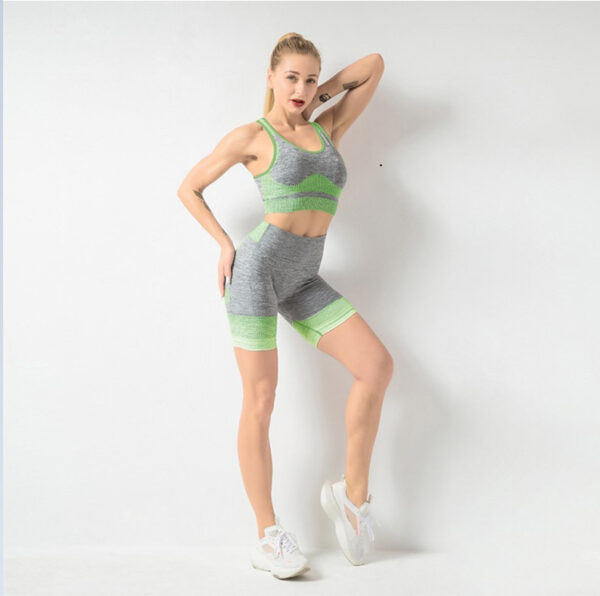 Seamless Yoga Wear Sports Suit Women Fitness Vest Bra Hip Lifting Tight Yoga Shorts - Image 7